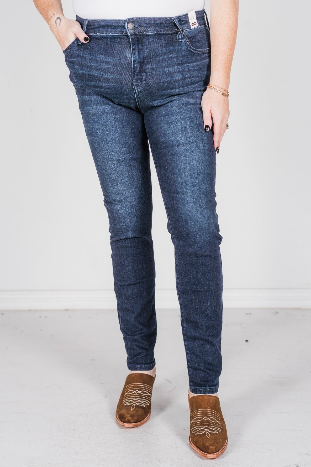 Judy Blue Hi - Rise Super Dark Skinny Jeans - Whiskey Skies - JUDY BLUE