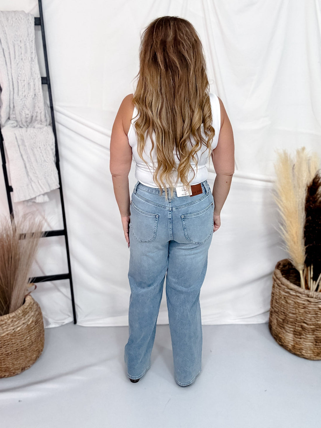 Judy Blue High-Rise Angelina Column Straight Leg Jeans W/ Horse Bit Trim - Whiskey Skies - JUDY BLUE