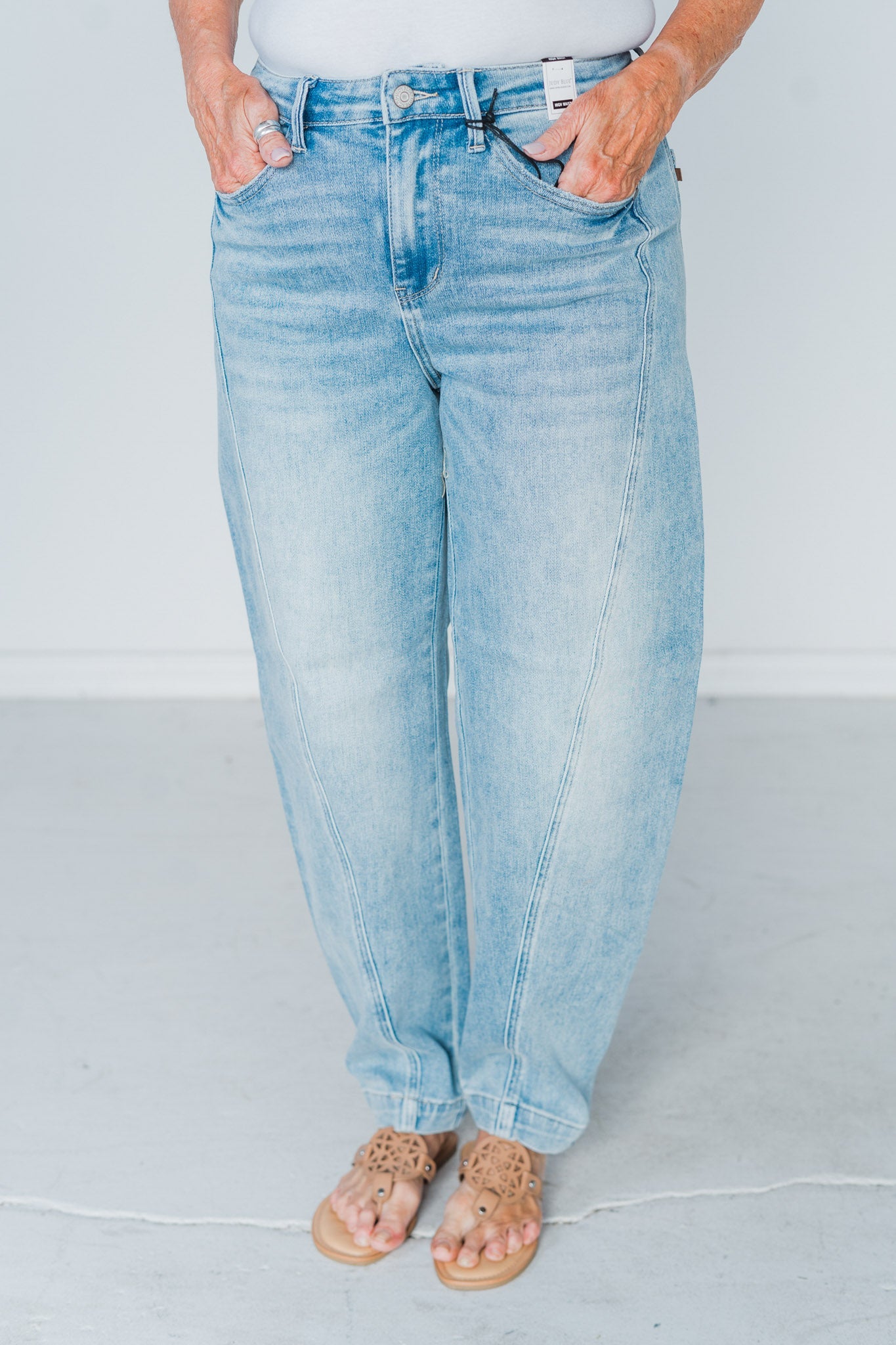 Judy Blue High - Rise Side Panel Barrel Leg Judy Blue Jeans - Whiskey Skies - JUDY BLUE