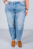 Judy Blue High - Rise Side Panel Barrel Leg Judy Blue Jeans - Whiskey Skies - JUDY BLUE