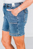 Judy Blue High - Rise Utility Mid Length Denim Short - Whiskey Skies - JUDY BLUE