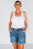 Judy Blue High - Rise Utility Mid Length Denim Short - Whiskey Skies - JUDY BLUE