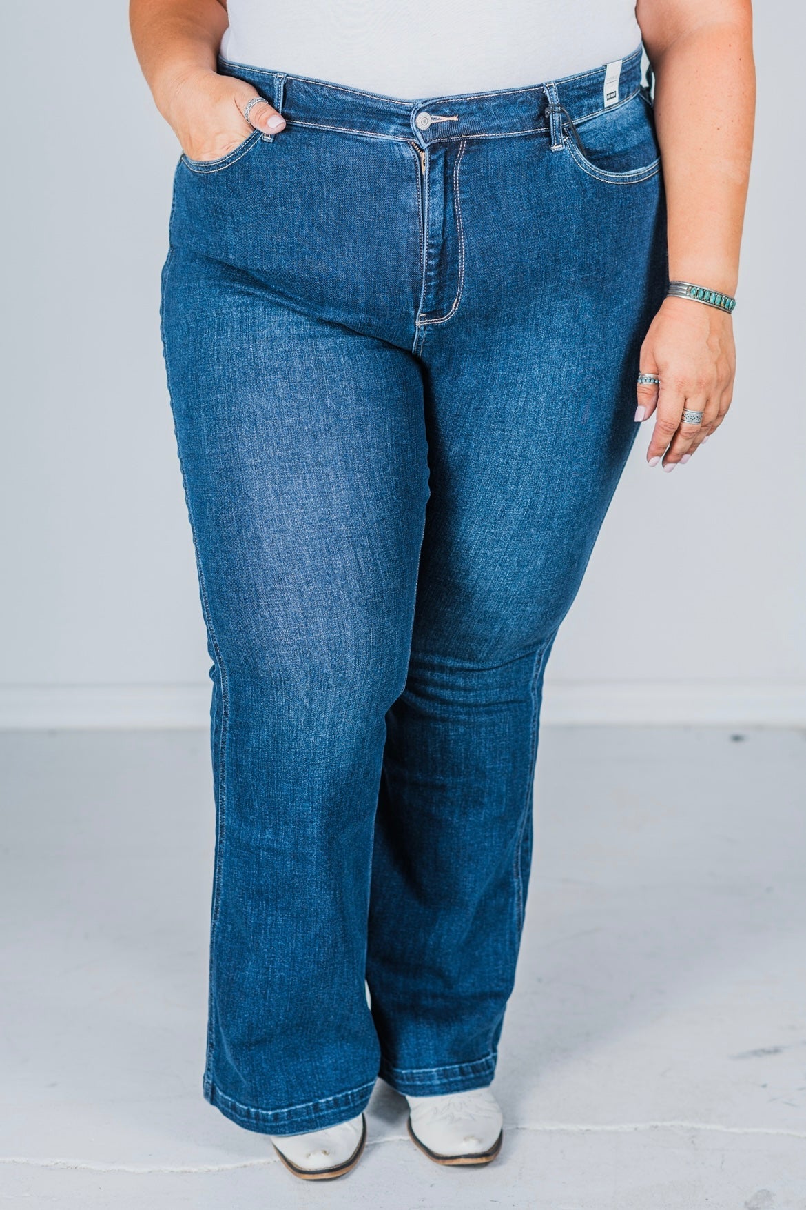 Judy Blue High Waist Angled Side Seam Detail Flares - Whiskey Skies - JUDY BLUE