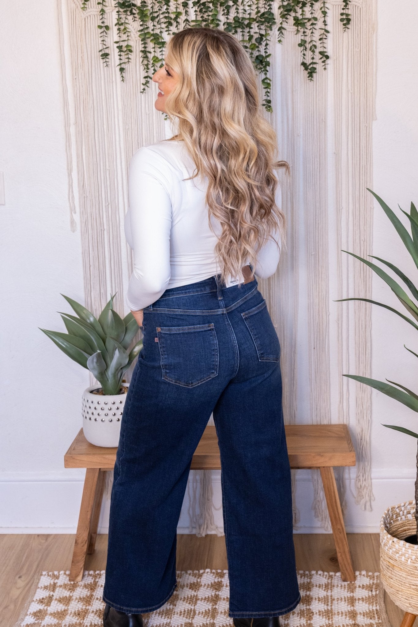 Judy Blue High - Waist Ankle Wide Jeans - Whiskey Skies - JUDY BLUE