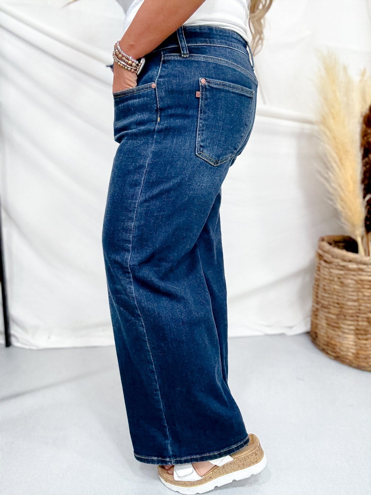Judy Blue High - Waist Ankle Wide Jeans - Whiskey Skies - JUDY BLUE