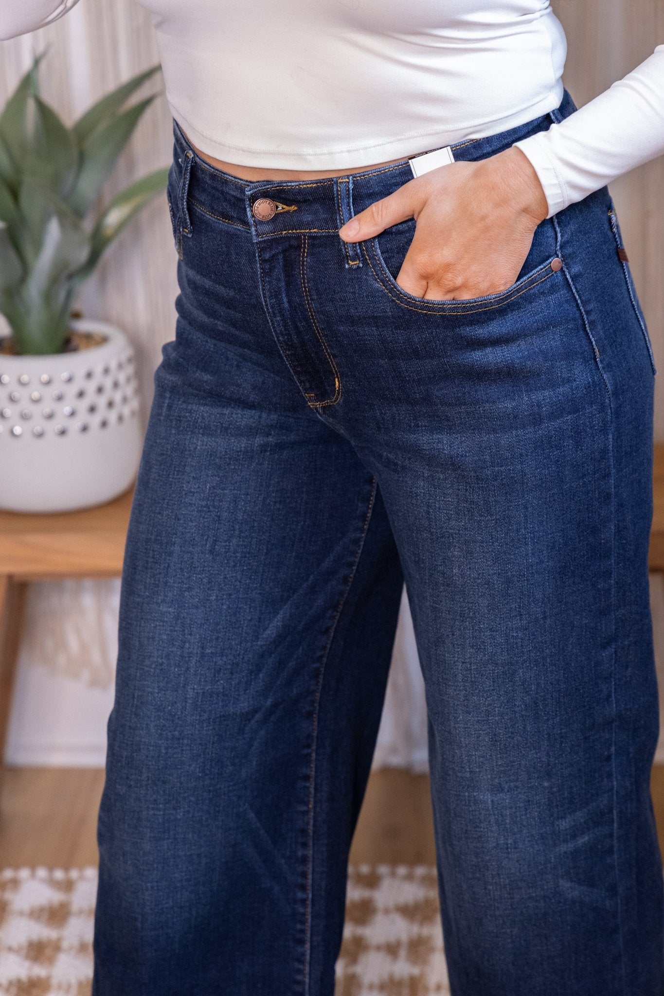 Judy Blue High - Waist Ankle Wide Jeans - Whiskey Skies - JUDY BLUE