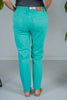 Judy Blue High Waist Aquamarine Garment Dyed Slim Jeans - Whiskey Skies - JUDY BLUE