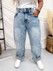 Judy Blue High Waist Arc Leg Jeans W/ Double Waistband - Whiskey Skies - JUDY BLUE