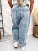 Judy Blue High Waist Arc Leg Jeans W/ Double Waistband - Whiskey Skies - JUDY BLUE