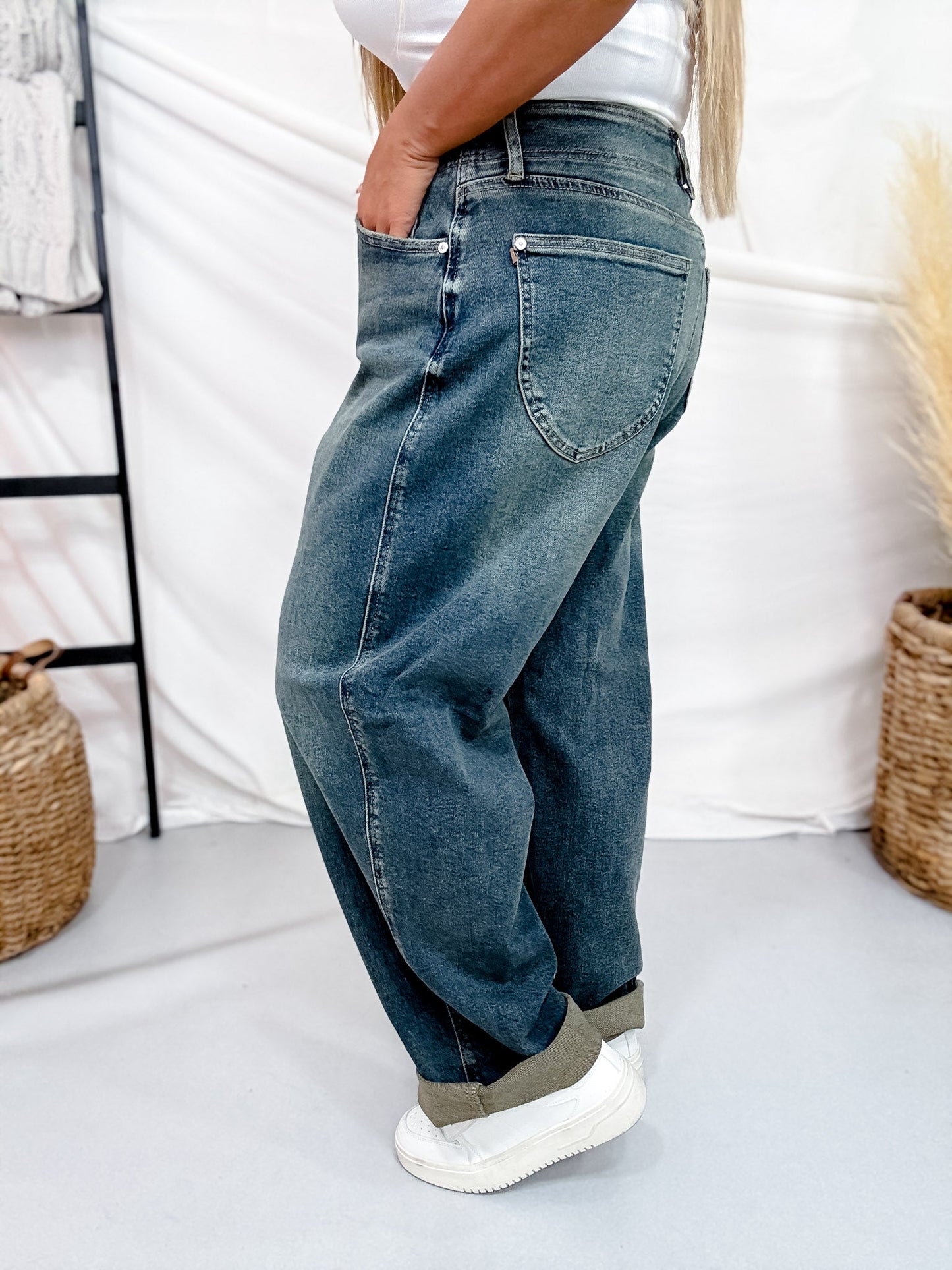 Judy Blue High Waist Arc Leg Jeans W/ Hollywood Waist - Whiskey Skies - JUDY BLUE