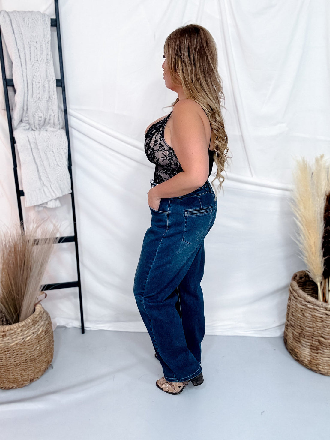 Judy Blue High Waist Arc Leg Jeans With Double Waistband - Whiskey Skies - JUDY BLUE