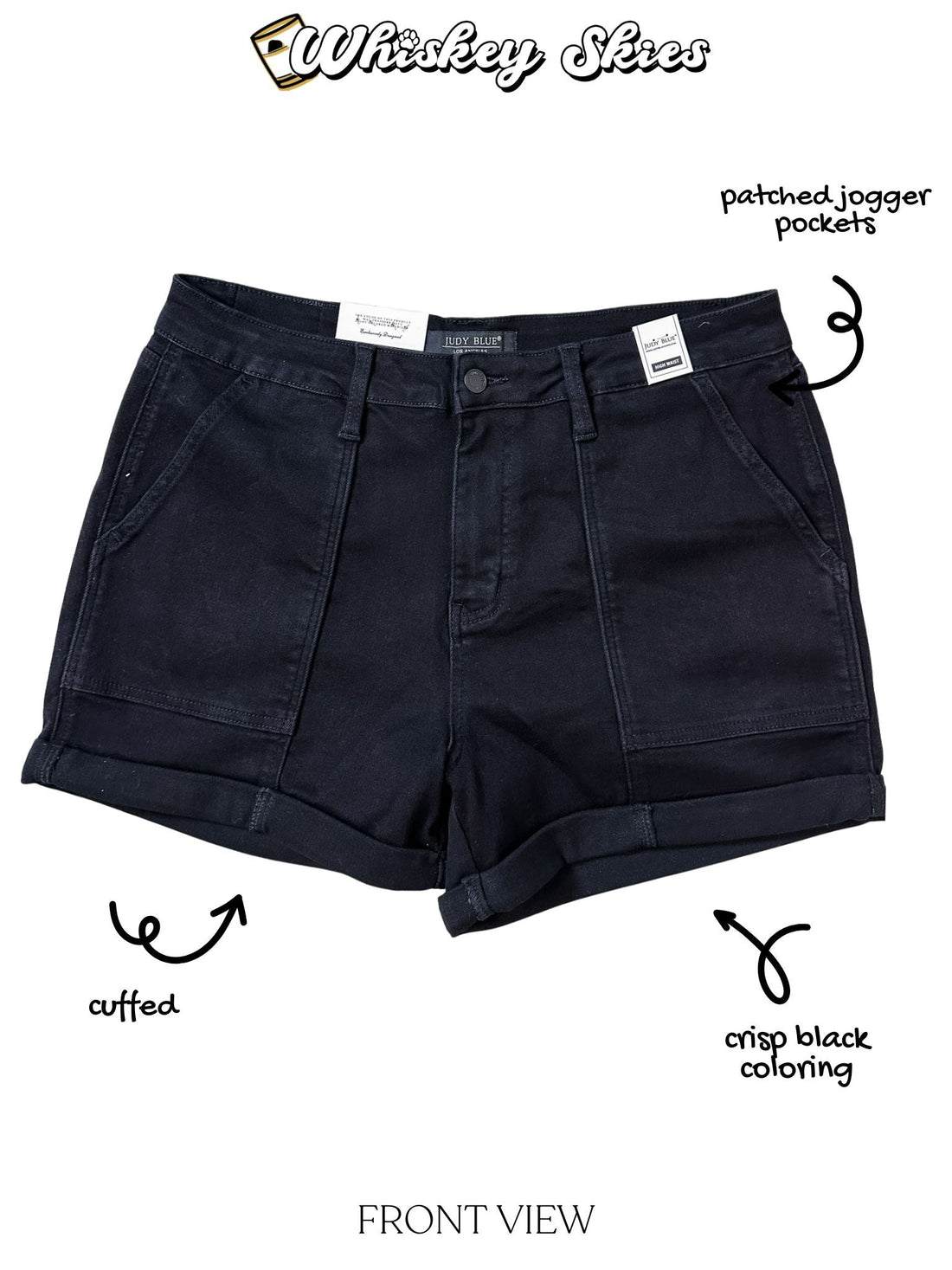 Judy Blue High - Waist Aurora Weekender Black Shorts - Whiskey Skies - JUDY BLUE