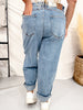 Judy Blue High Waist Barrel Leg Jeans - Whiskey Skies - JUDY BLUE