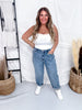 Judy Blue High Waist Barrel Leg Jeans - Whiskey Skies - JUDY BLUE