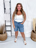 Judy Blue High Waist Bermuda Shorts With Frayed Hems - Whiskey Skies - JUDY BLUE