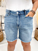 Judy Blue High Waist Bermuda Shorts With Frayed Hems - Whiskey Skies - JUDY BLUE