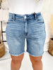 Judy Blue High Waist Bermuda Shorts With Frayed Hems - Whiskey Skies - JUDY BLUE