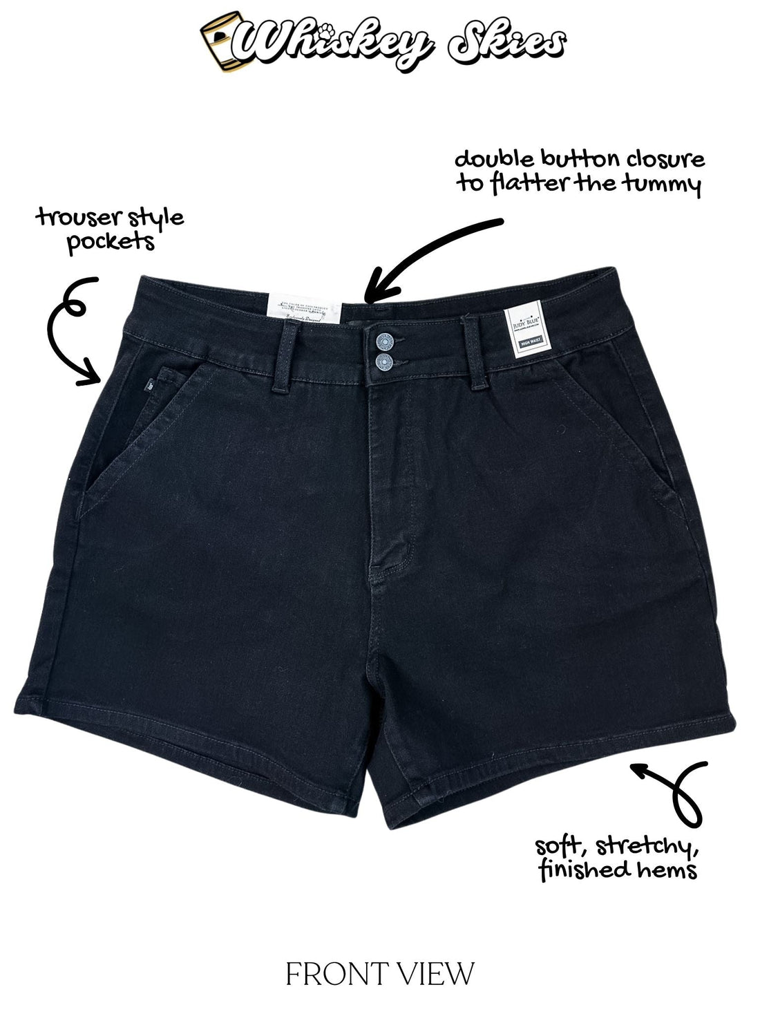 Judy Blue High Waist Black Trouser Shorts - Whiskey Skies - JUDY BLUE