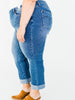 Judy Blue High - Waist Boyfriend Criss - Cross Waist Band Jeans - Whiskey Skies - JUDY BLUE