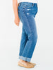 Judy Blue High - Waist Boyfriend Criss - Cross Waist Band Jeans - Whiskey Skies - JUDY BLUE