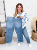 Judy Blue High - Waist Boyfriend Criss - Cross Waist Band Jeans - Whiskey Skies - JUDY BLUE