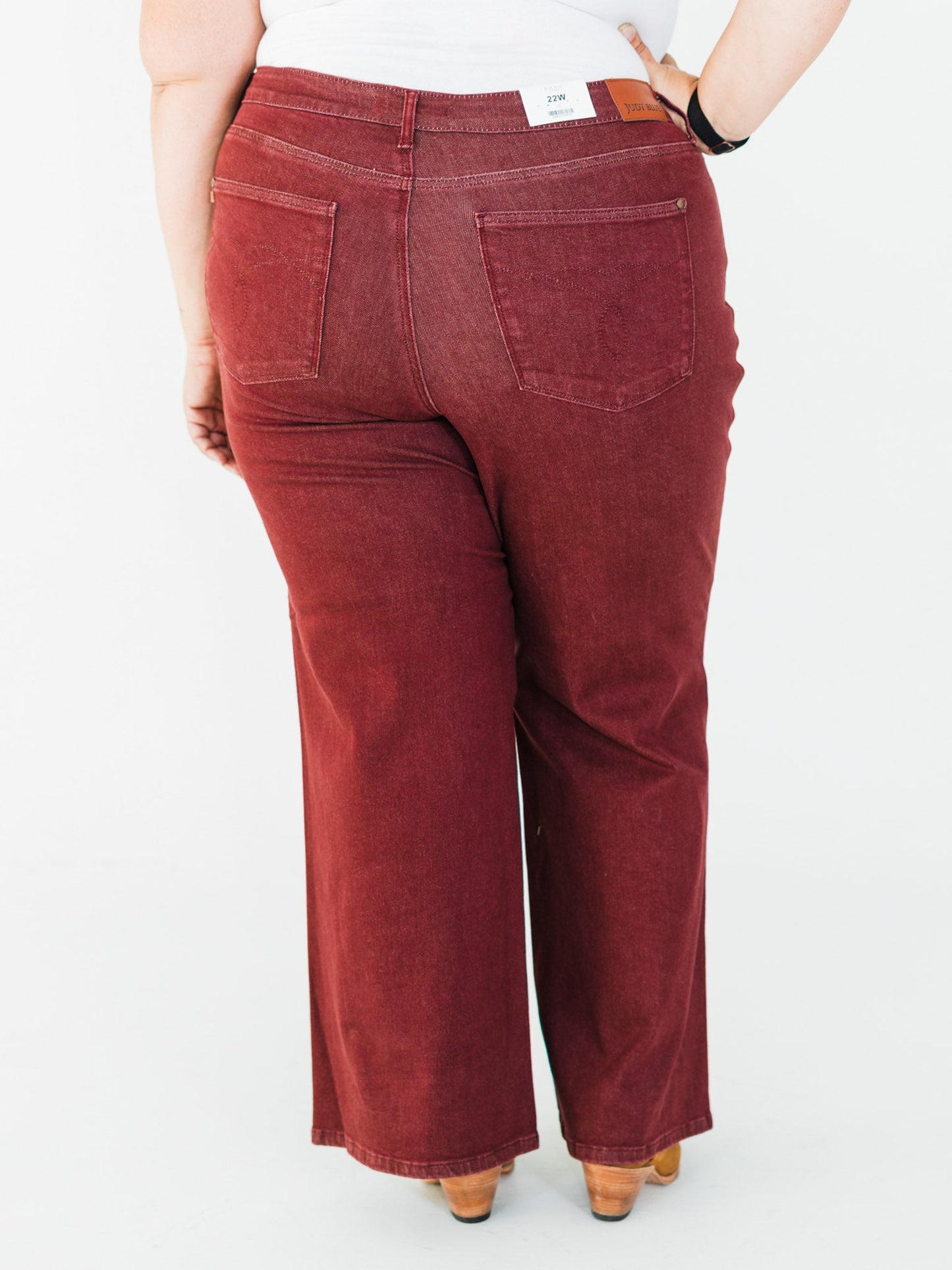 Judy Blue High - Waist Burgundy Retro Wide Jeans - Whiskey Skies - JUDY BLUE