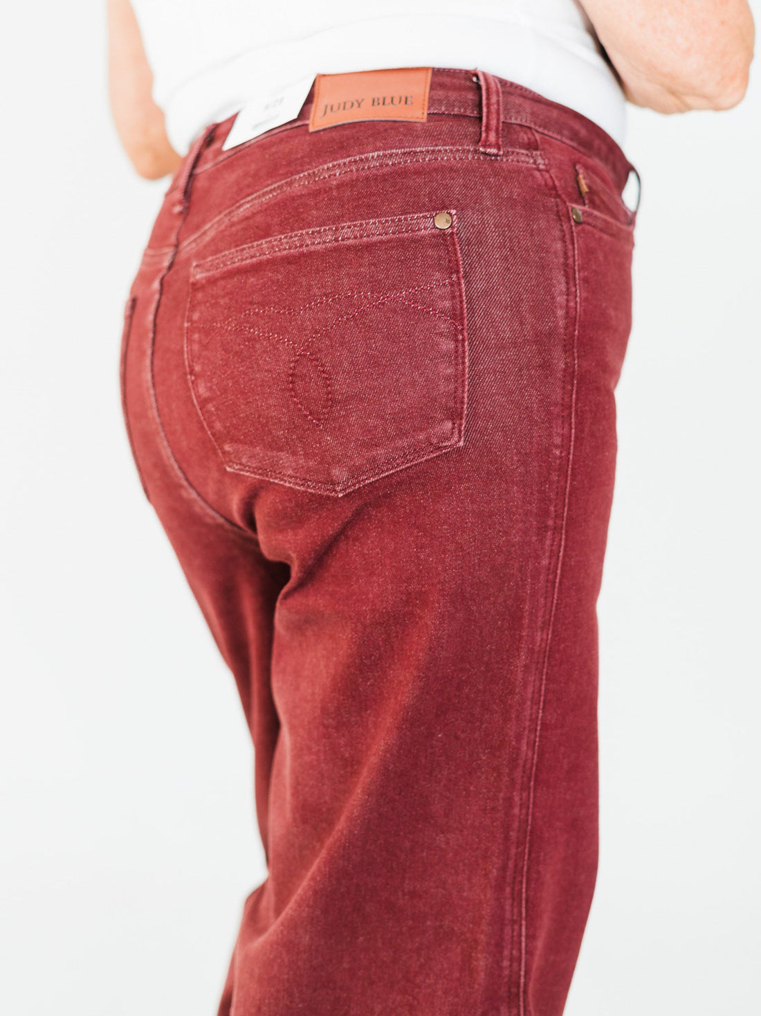 Judy Blue High - Waist Burgundy Retro Wide Jeans - Whiskey Skies - JUDY BLUE