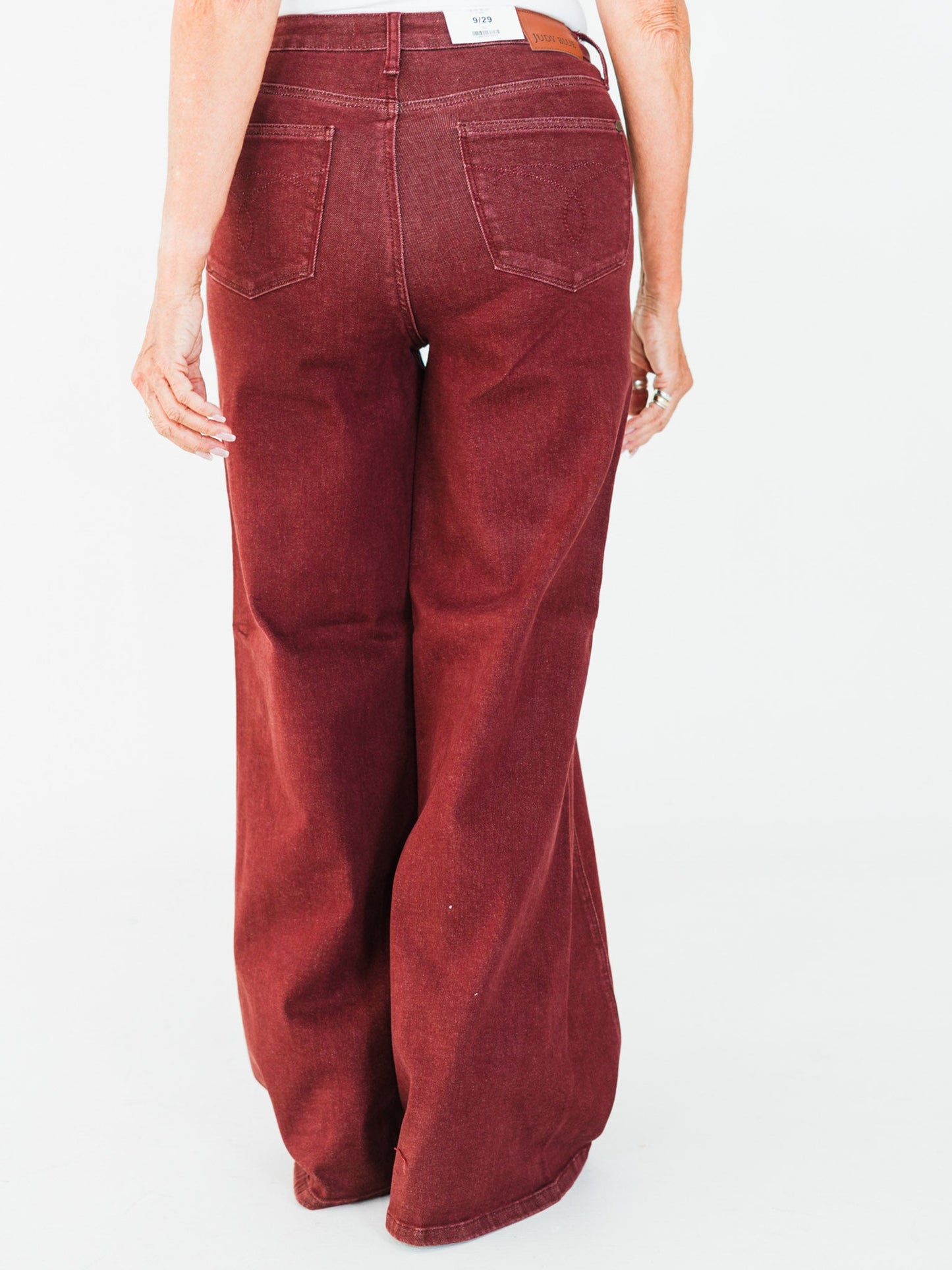 Judy Blue High - Waist Burgundy Retro Wide Jeans - Whiskey Skies - JUDY BLUE