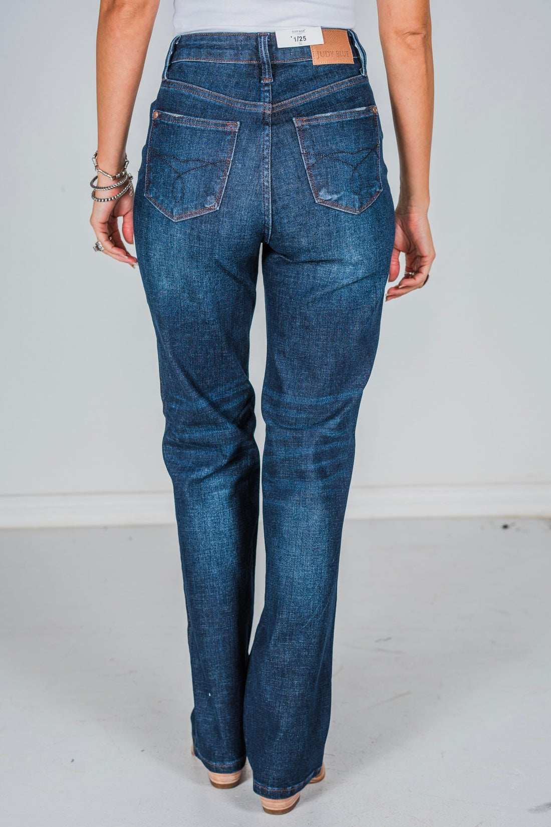 Judy Blue High Waist Button Fly Straight Jeans - Whiskey Skies - JUDY BLUE