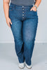 Judy Blue High Waist Button Fly Straight Jeans - Whiskey Skies - JUDY BLUE