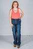 Judy Blue High Waist Button Fly Straight Jeans - Whiskey Skies - JUDY BLUE