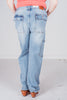 Judy Blue High Waist Cargo Wide Leg Jeans - Whiskey Skies - JUDY BLUE