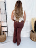 Judy Blue High Waist Cocoa Brown Flares With Lace Up Fly - Whiskey Skies - JUDY BLUE