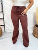 Judy Blue High Waist Cocoa Brown Flares With Lace Up Fly - Whiskey Skies - JUDY BLUE