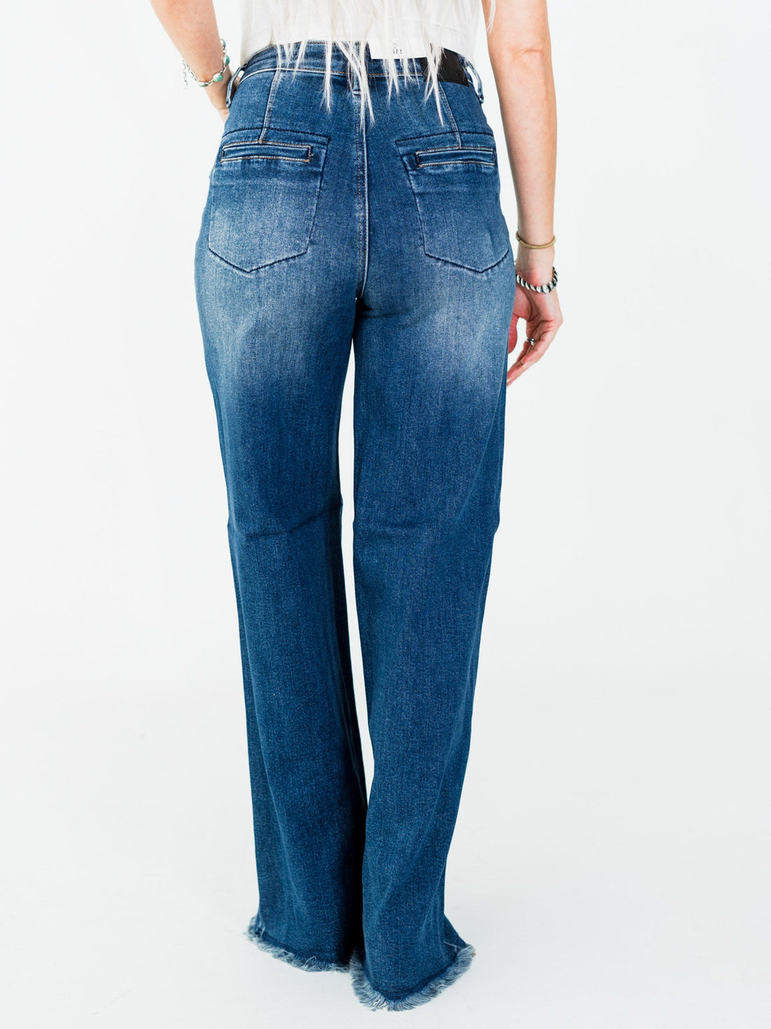 Judy Blue High Waist Column Straight Button Fly Jeans - Whiskey Skies - JUDY BLUE