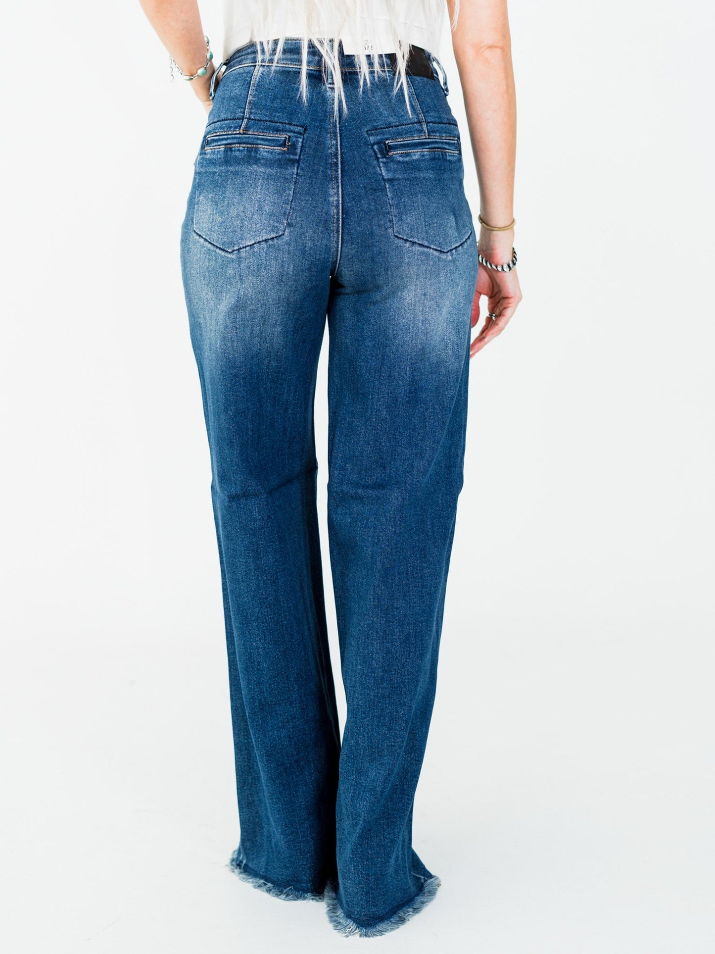 Judy Blue High Waist Column Straight Button Fly Jeans - Whiskey Skies - JUDY BLUE