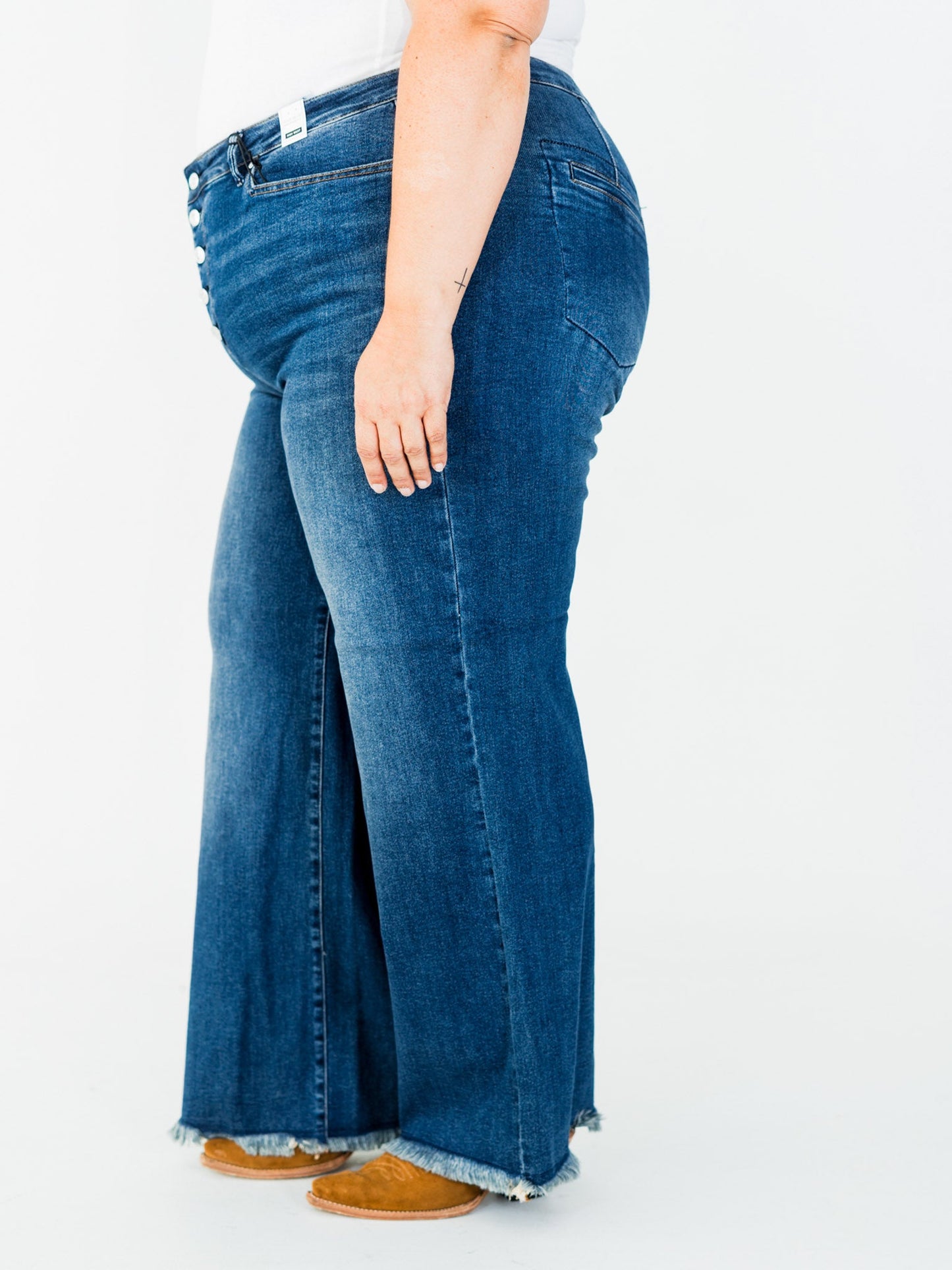 Judy Blue High Waist Column Straight Button Fly Jeans - Whiskey Skies - JUDY BLUE