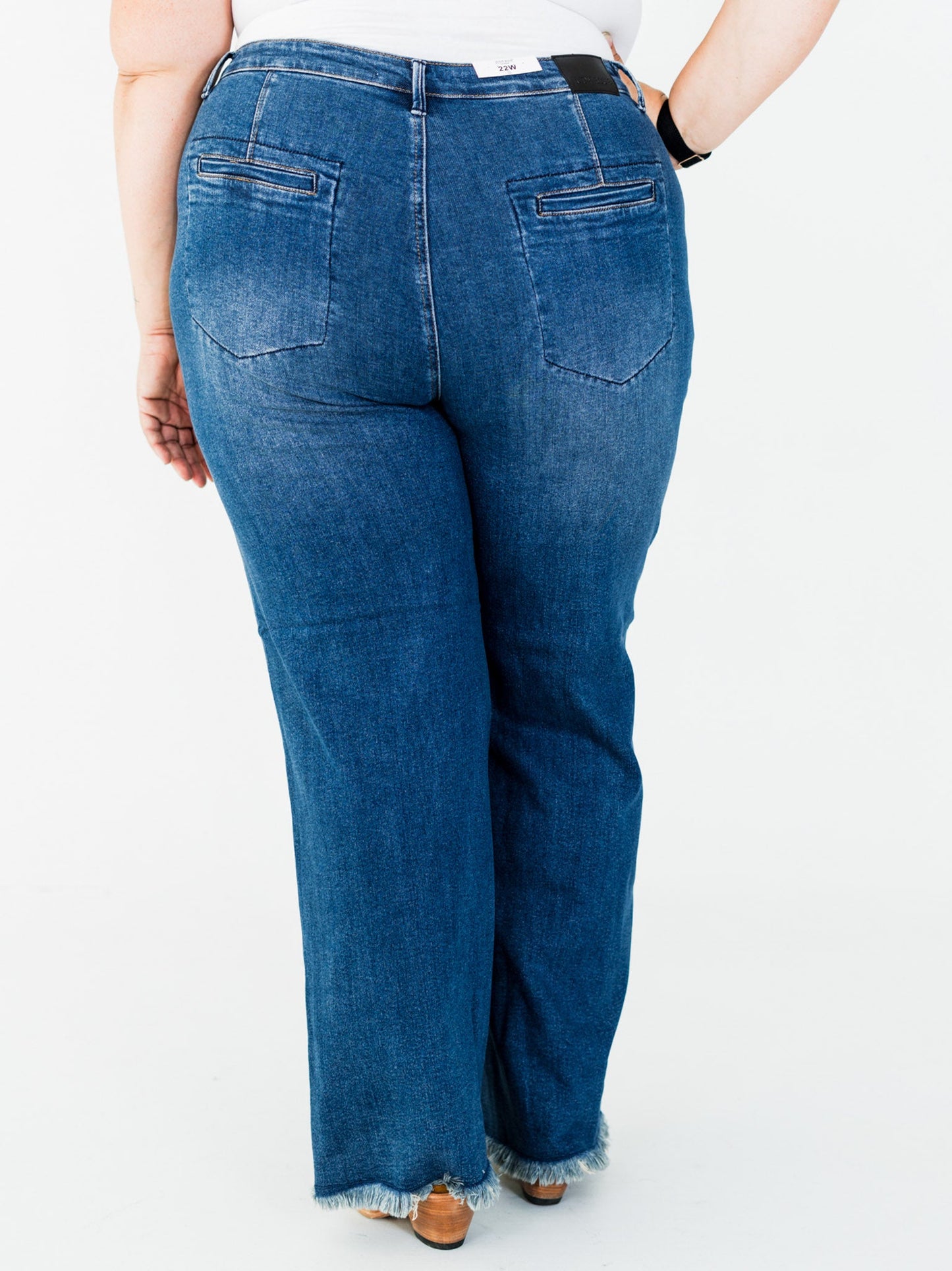 Judy Blue High Waist Column Straight Button Fly Jeans - Whiskey Skies - JUDY BLUE