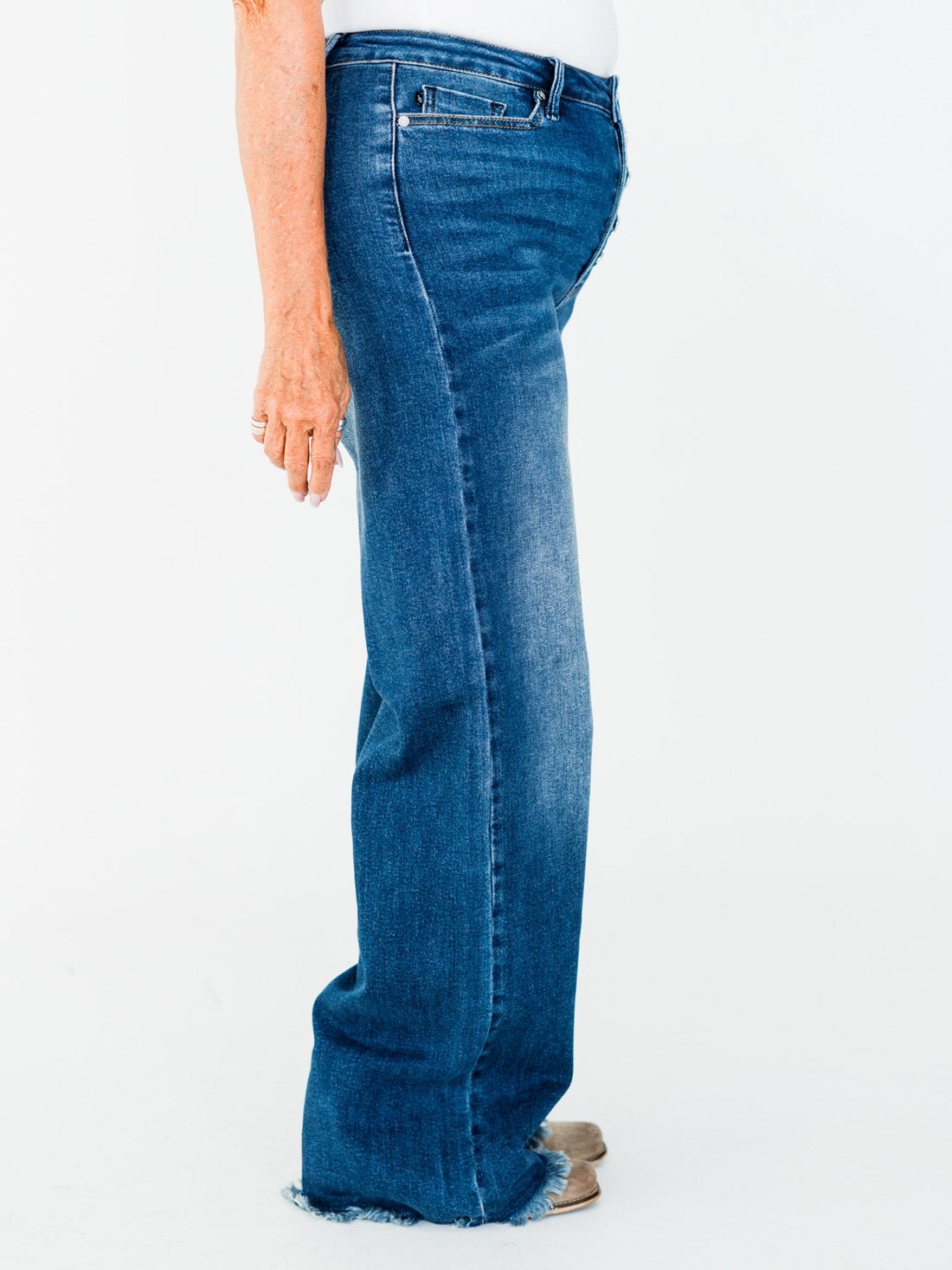 Judy Blue High Waist Column Straight Button Fly Jeans - Whiskey Skies - JUDY BLUE