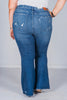 Judy Blue High - Waist Contrast Wash Destroyed Flare Jeans - Whiskey Skies - JUDY BLUE