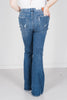 Judy Blue High - Waist Contrast Wash Destroyed Flare Jeans - Whiskey Skies - JUDY BLUE