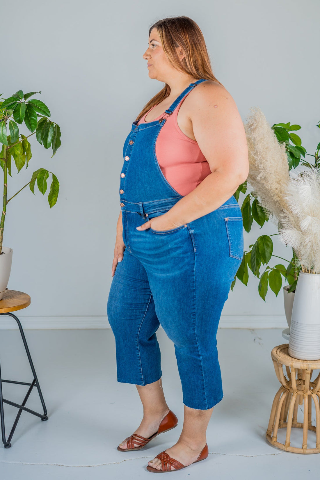 Judy Blue High Waist Crop Wide Overalls - Whiskey Skies - JUDY BLUE