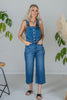 Judy Blue High Waist Crop Wide Overalls - Whiskey Skies - JUDY BLUE