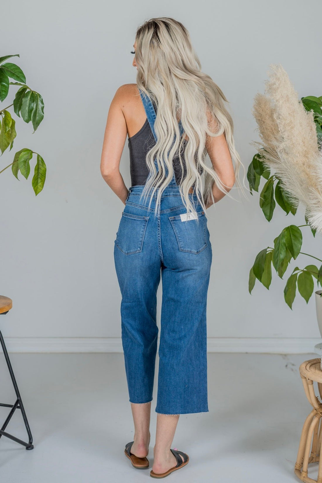 Judy Blue High Waist Crop Wide Overalls - Whiskey Skies - JUDY BLUE