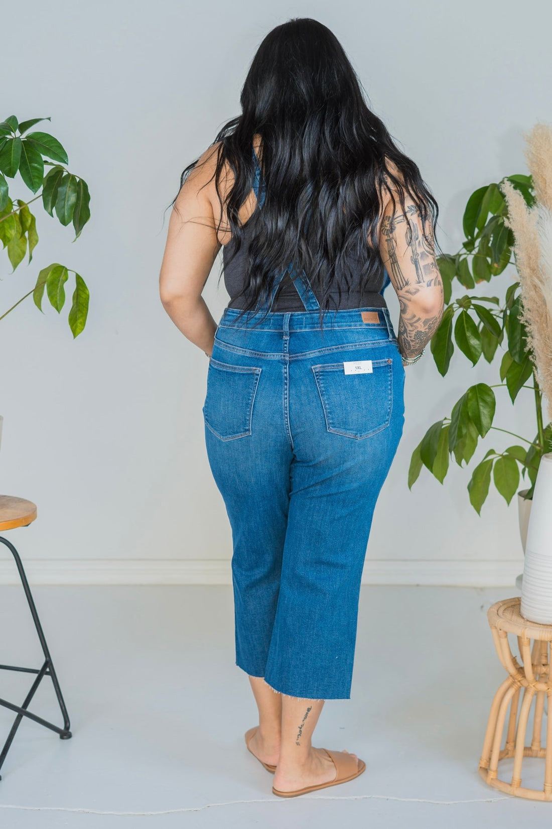 Judy Blue High Waist Crop Wide Overalls - Whiskey Skies - JUDY BLUE