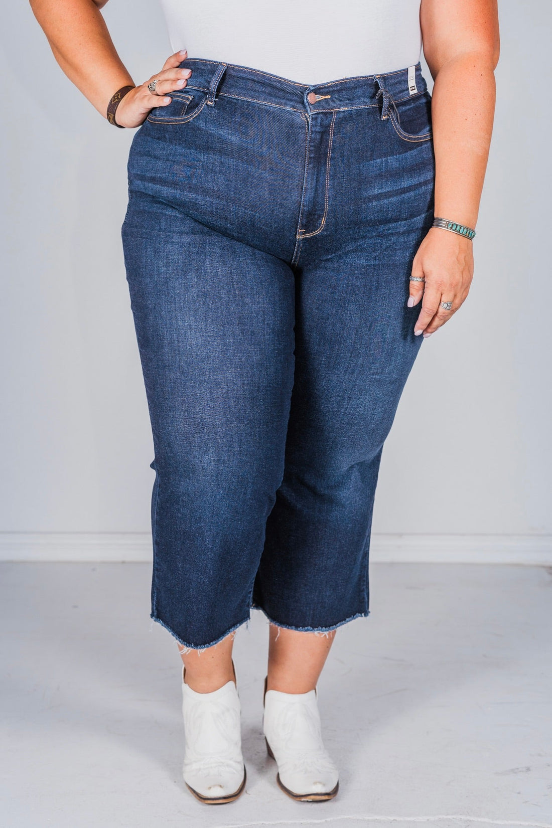 Judy Blue High Waist Cropped Wide Leg Jeans - Whiskey Skies - JUDY BLUE