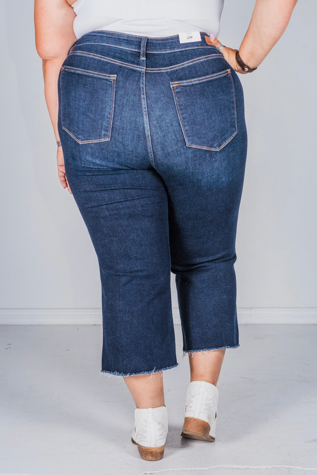 Judy Blue High Waist Cropped Wide Leg Jeans - Whiskey Skies - JUDY BLUE