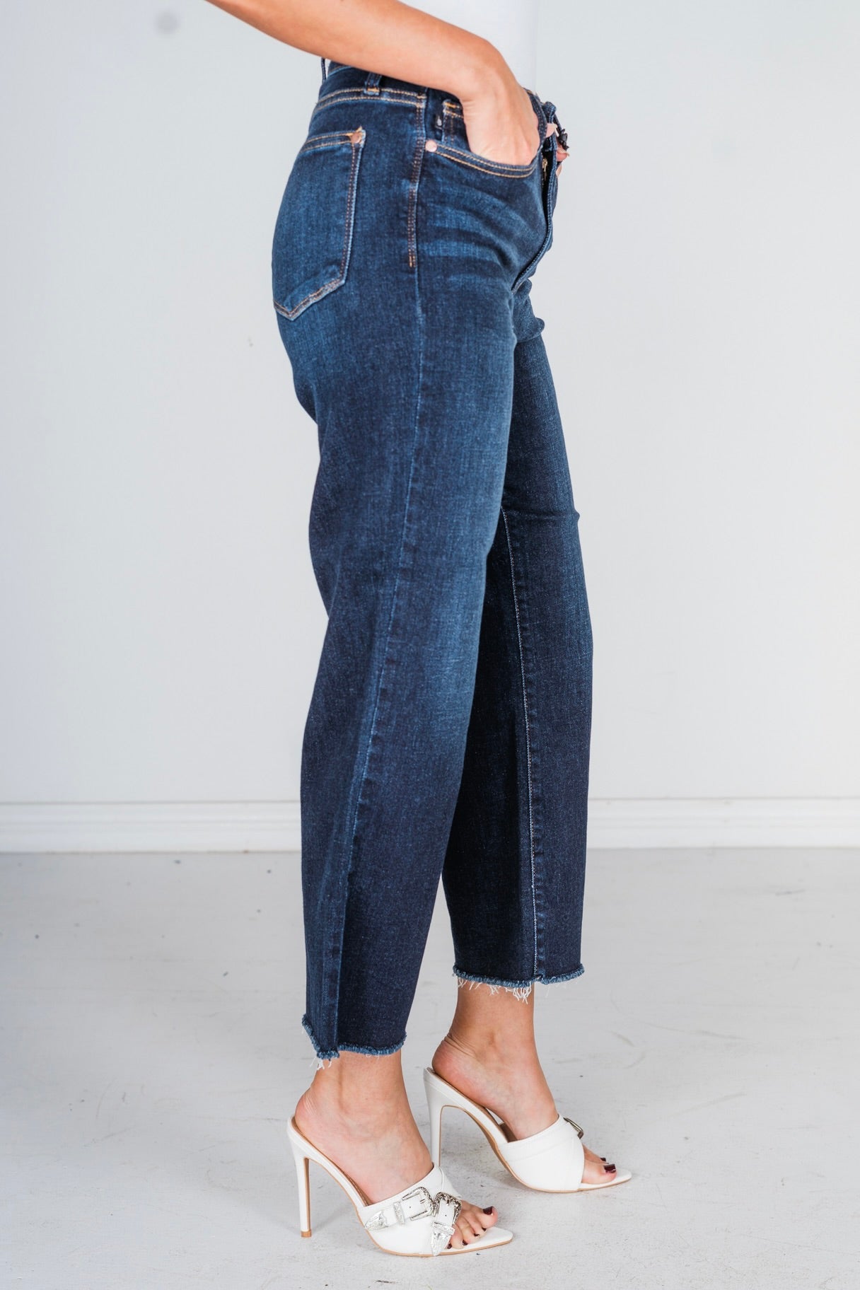 Judy Blue High Waist Cropped Wide Leg Jeans - Whiskey Skies - JUDY BLUE