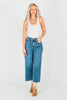 Judy Blue High Waist Cropped Wide Leg Raw Hem Jeans - Whiskey Skies - JUDY BLUE