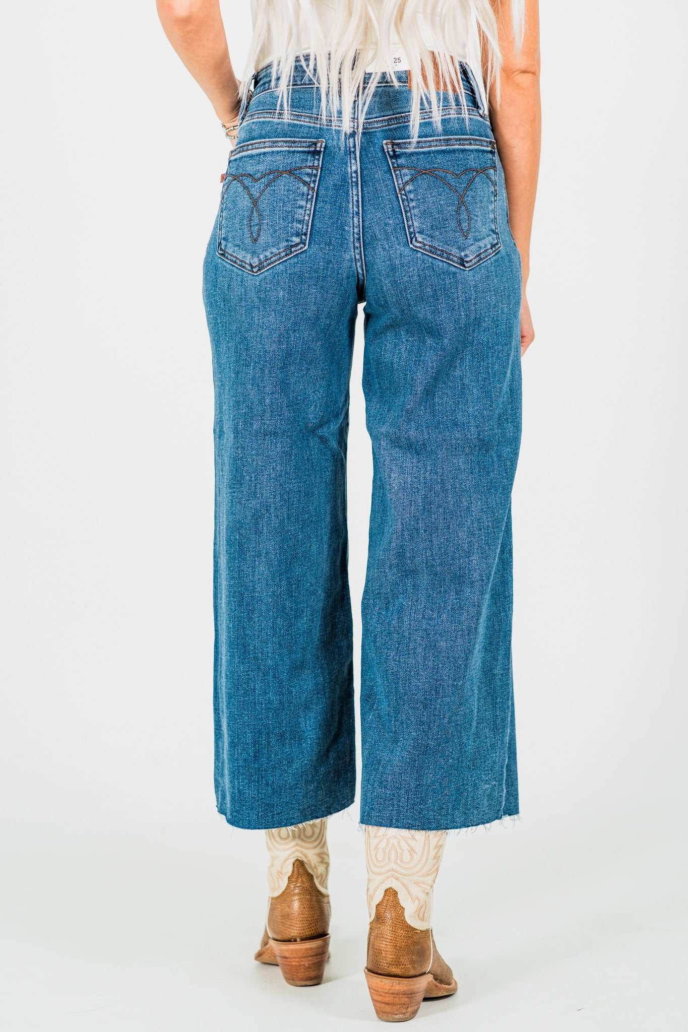 Judy Blue High Waist Cropped Wide Leg Raw Hem Jeans - Whiskey Skies - JUDY BLUE